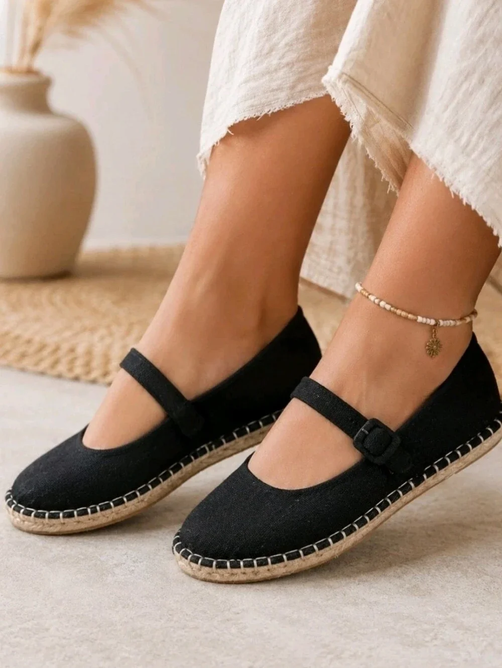 Haute Hippie Cecily Espadrille Mary Jane 7.5 Black NEW